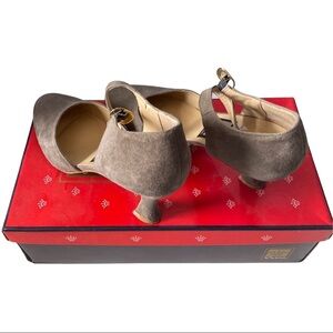 Nina Made in Spain Tomorrow Tweed Genuine Suede Leather Strappy Heels 3” 6.5M